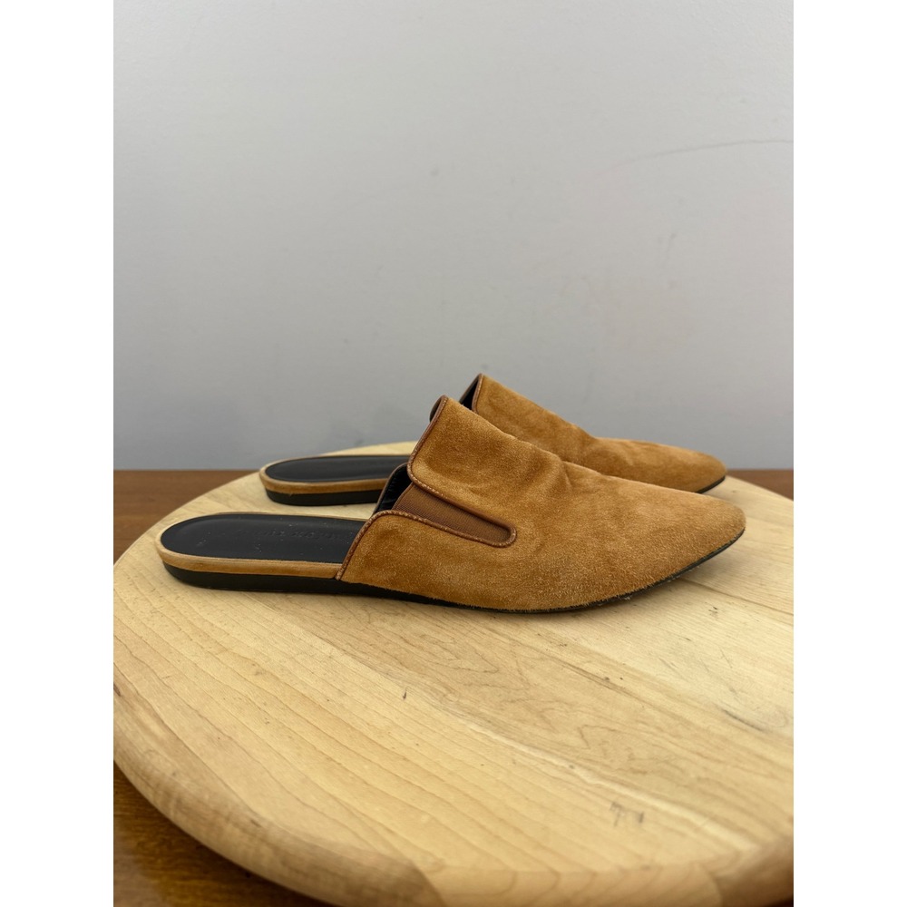 Jenni Kayne Suede Mule Slide Women 39 Cognac‎ Brown Minimalist Pointed Toe Flat